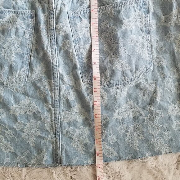 Zee Gee Why Raw Hem White Print Jean Kick Skirt 31 - Picture 8 of 8